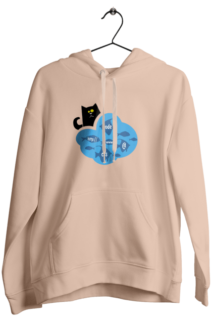 Жіноче худі з принтом "Кіт програміст". Angular, c, css, html, it, javascript, jquery, php, python, react, svelt, vue, айтишник, айті, гумор, код, кодувати, прогер, програміст, програмісти, ти ж, ти ж програміст, тиж програміст. 2070702