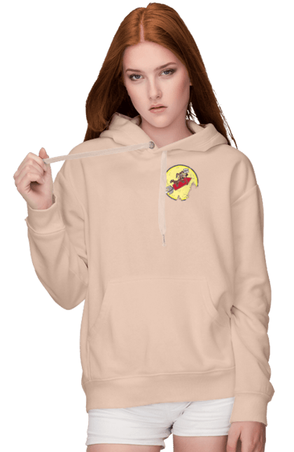Women`s hoodie with prints Wile E. Coyote. Anti-hero, cartoon character, fast and bold, funny melodies, kayot, north american cayot, thief, villas, wiley, wili kayot. 2070702