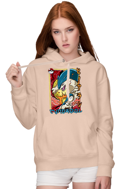 Women's hoodie with prints Pokemon Cyndaquil. Cyndaquil, nintendo, pokemon, pokemon go. 2070702