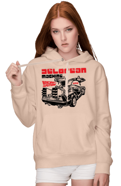 Women's hoodie with prints Time machine DeLorean. Back to the future, delorean, movie, time machine. 2070702