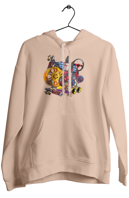 Women`s hoodie with prints Carparts. Auto parts, car, carparts, drive, drug, machine, race. 2070702