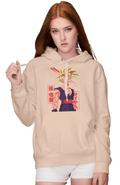 Women's hoodie with prints Dragon Ball Gohan. Anime, dragon ball, gohan, goku, manga, tv series, vegeta. 2070702