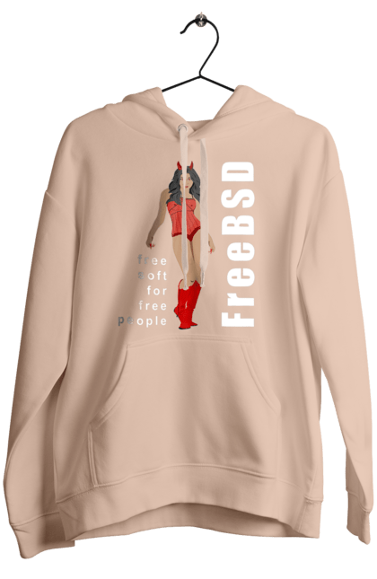 Жіноче худі з принтом "Freebsd Для Вільних". Bsd, freebsd, unix, адміністратор, айті, айтішник, безкоштовна, безкоштовно, бестія, білий, вільна, демон, демонесса, дівчина, для дорослих, доступність, еротика, еротична, жінка, незалежність, операційна система, ос, програміст, програмне забезпечення, свобода, сисадмін, система, системний адміністратор, софт, текст, червоний. 2070702