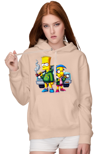 Women's hoodie with prints Bart Breaking Bad. Bart, breaking bad, cartoon, character, laboratory, milhouse, serial, simpson, simpsons. 2070702