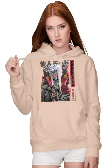 Women's hoodie with prints Naruto Jiraiya. Anime, hokage, jiraiya, manga, naruto, shinobi, shonen. 2070702