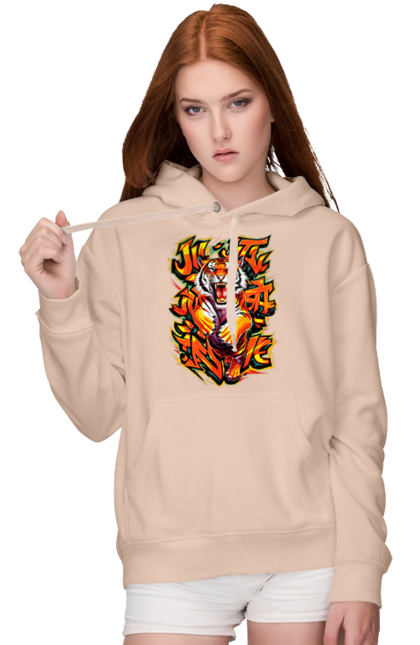 Women's hoodie with prints Jujutsu. Animal, japan, jiu jitsu, jujutsu, martial arts, ninja, samurai, sport, tiger. 2070702