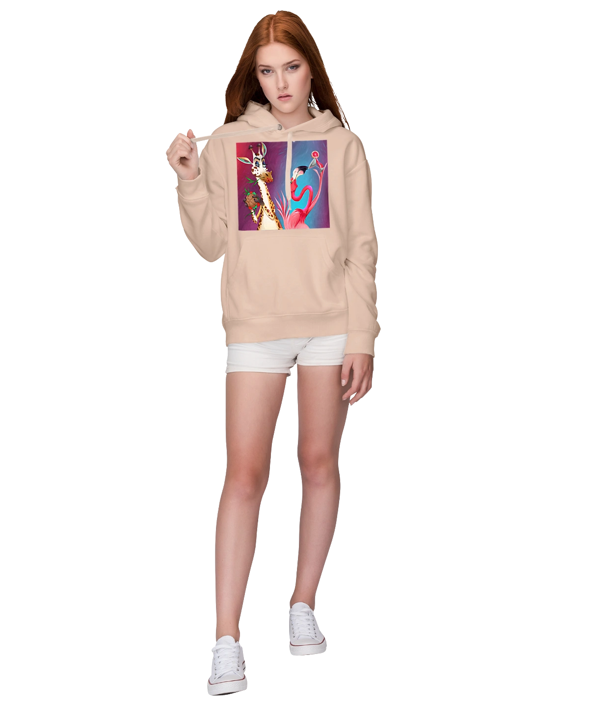 Giraffe And Flamingo At The Party