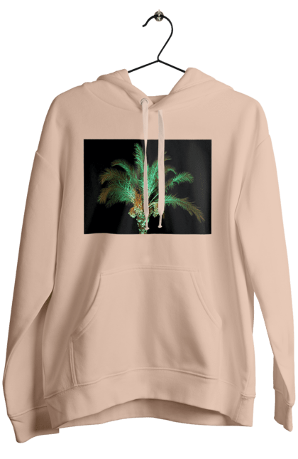 Жіноче худі з принтом "Фінікова Пальма Вночі". Берег, відпочинок, відпустка, зелений, море, ніч, оазис, океан, острів, пальма, південь, подорож, пригоди, тропіки, фінікова, чорне. 2070702