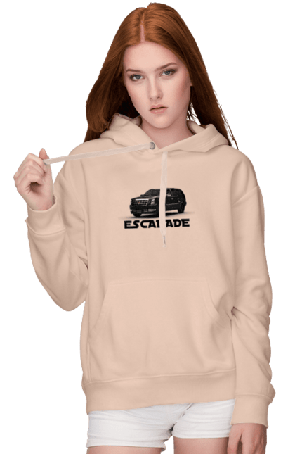 Жіноче худі з принтом "Каділак". Автомобіль, бізнес клас, джип, ескалада, каділак, машина, позашляховик. 2070702