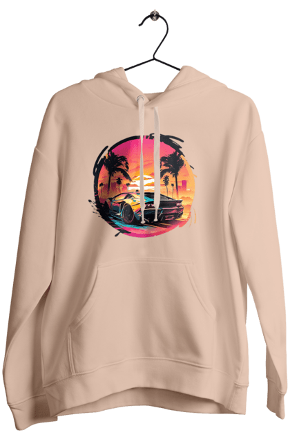 Жіноче худі з принтом "Ламборджині Ретровейв". Авто, автомобиль, ламба, ламборджині, машина, машини, ретровейв. 2070702