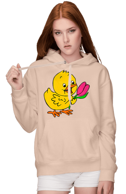 Жіноче худі з принтом "Курча З Тюльпаном". Курча, тюльпан. 2070702