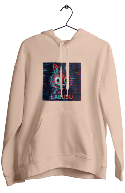 Жіноче худі з принтом "Лабубу". Crt, rgb, глітч, кіберпанк, лабубу, пікселі, ретро, спотворення, цифрове мистецтво, шум. 2070702