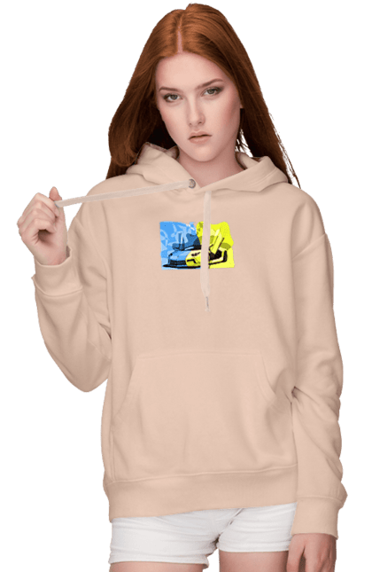 Жіноче худі з принтом "Український ламборгіні". Жовто блакитний, ламборгіні, машина, прапор, спорткар, україна. 2070702