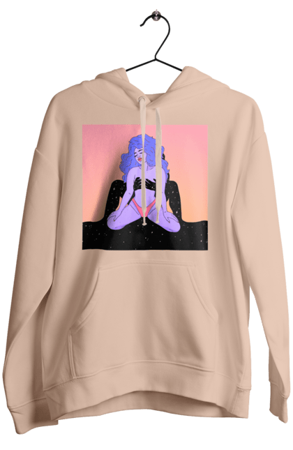 Women`s hoodie with prints Purple Girl In Panties. Alien, in panties. 2070702