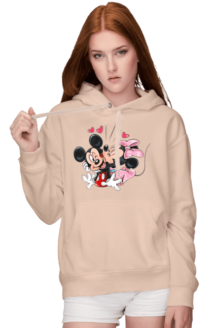 Жіноче худі з принтом "Міккі Маус та Мінні Маус". Mickey mouse, minnie mouse, дісней, міккі, міккі маус, мінні маус, мультфільм. 2070702