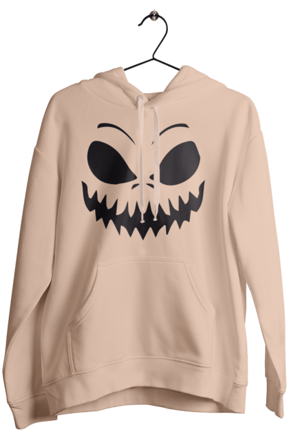 Women's hoodie with prints Halloween pumpkin face. Costume, halloween, holiday, october, october 31, pumpkin, scary, sweets, trick or treat. 2070702