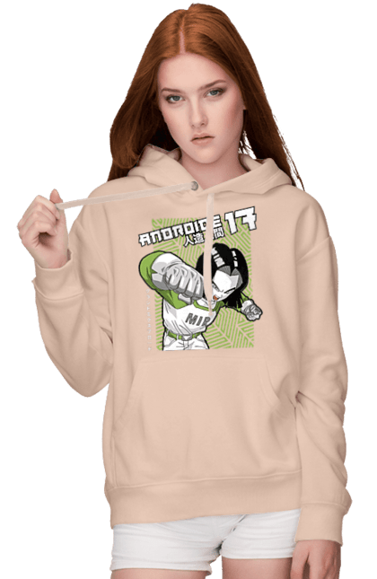 Women's hoodie with prints Android 17. Android 17, anime, cyborg, dragon ball, killer, manga, tv series. 2070702