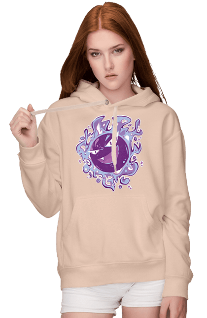 Women's hoodie with prints Pokemon Gastly. Anime, games, gastly, nintendo, pokemon, pokemon go. 2070702