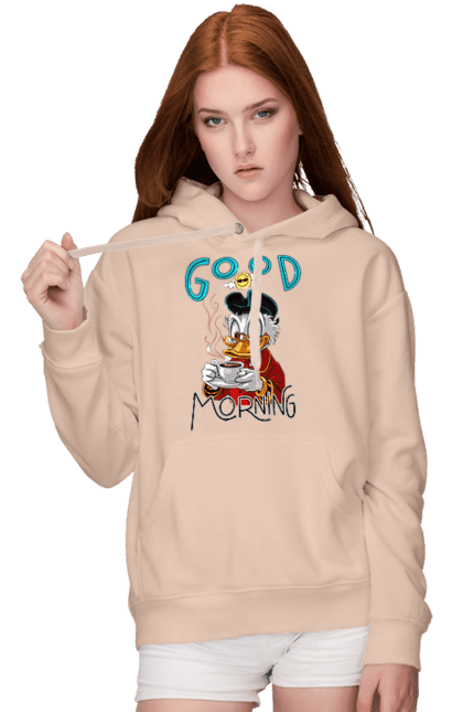 Women's hoodie with prints Scrooge McDuck. Coffee, cup, disney, mcduck, scrooge, scrooge mcduck, uncle scrooge. 2070702