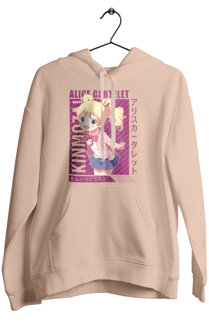 Женское худи с принтом Золотая мозаика Алиса Картелет. Alice cartelet, anime, kiniro mosaic, kinmoza, manga, алиса, алиса картелет, аниме, золотая мозаика, манга. 2070702