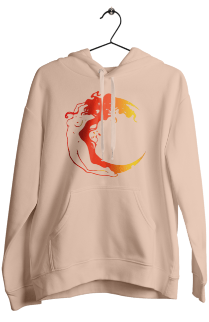Women`s hoodie with prints Moon girl. Cosmic, girl, moon, space, stars. 2070702