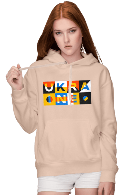 Женское худи с принтом Украина. Надпись украина, символ украины, текст украина, украина. 2070702