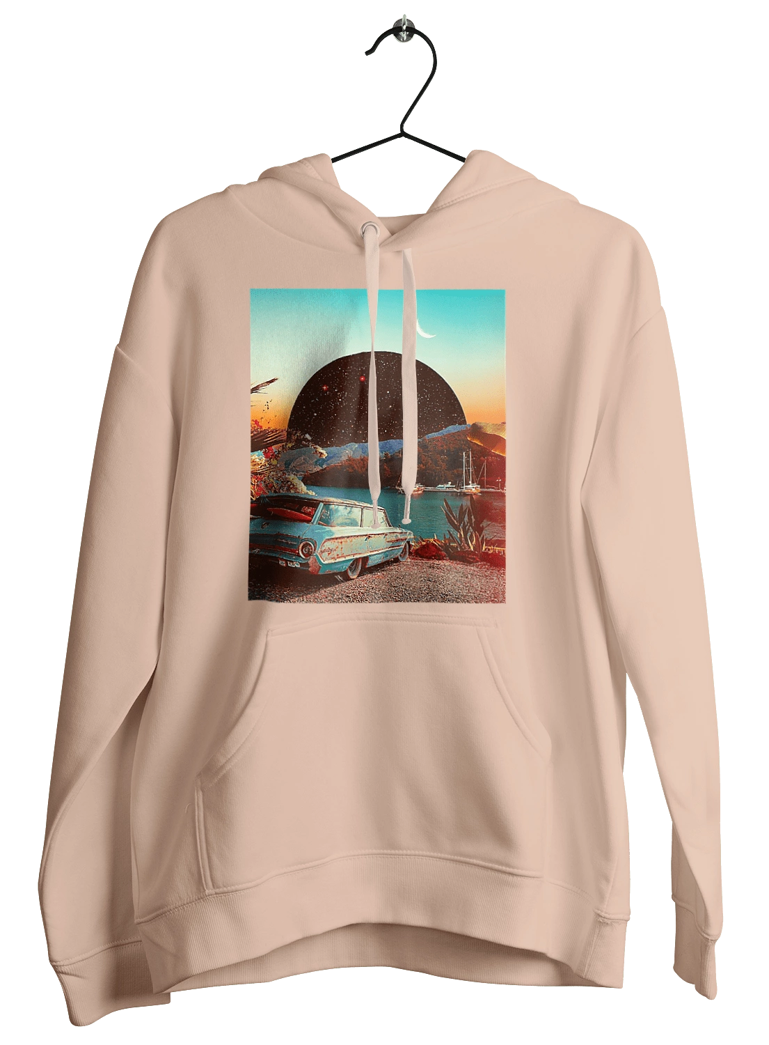 Картина, машина у речки