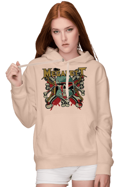 Women's hoodie with prints Megafett. Bob fett, boba fett, clone, head hunter, megadeth, megafett, star wars. 2070702