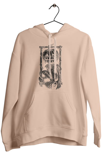 Women's hoodie with prints Scarecrow. Autumn, claws, frame, halloween, horror, pumpkin, scarecrow, skeleton, smile. 2070702