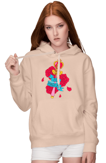 Women's hoodie with prints Be Magical. Anime, charm, flowers, magic, rose flower, sailor moon, tv series, wand. 2070702