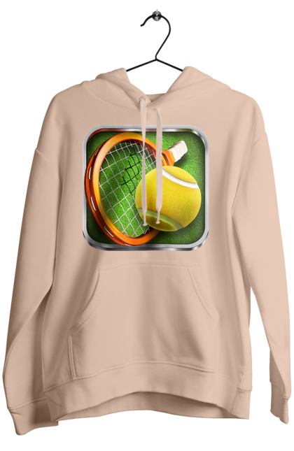 Women`s hoodie with prints Tennis. Ball, ground tournament, london, players, prize fund, racket, sponsor, tennis, tournament grid. 2070702