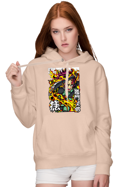 Women's hoodie with prints Demon Slayer Tanjiro. Anime, demon slayer, kamado tanjiro, manga, tanjiro. 2070702