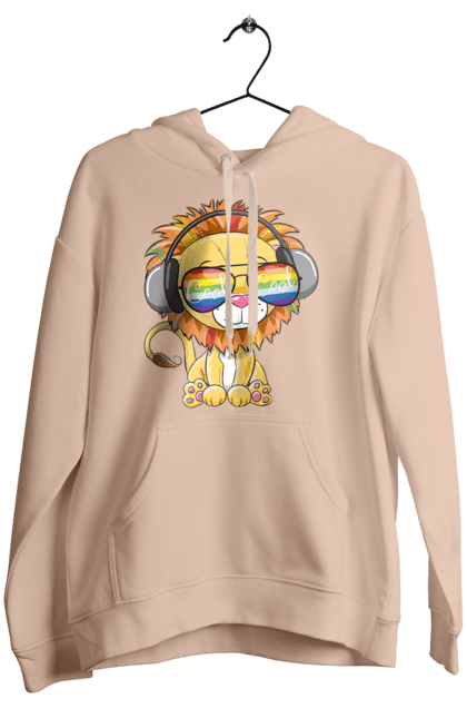 Жіноче худі з принтом "Левеня В Окулярах І Навушниках". Лев, левеня, навушники, окуляри. 2070702