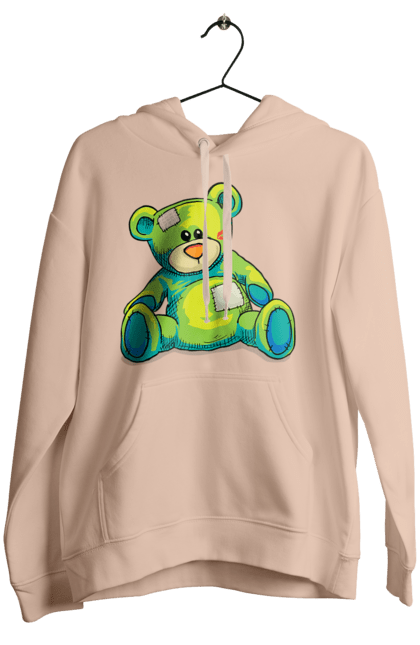 Women's hoodie with prints Teddy bear. Animal, bear, gift, kisses, old, patches, teddy, teddy bear, toy, vintage. 2070702