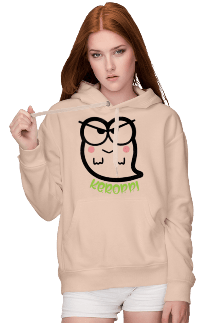 Women's hoodie with prints Hello Kitty Keroppi. Brand, character, ghost, halloween, hello kitty, keroppi. 2070702