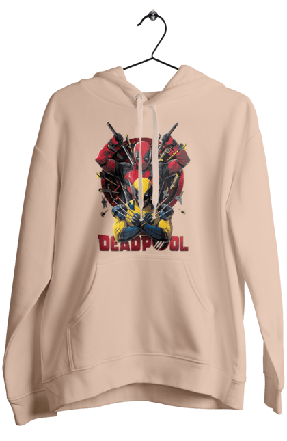 Women's hoodie with prints Deadpool & Wolverine. Action movie, comic, deadpool, fantasy, film, logan, marvel, mutant, superhero, x-men. 2070702