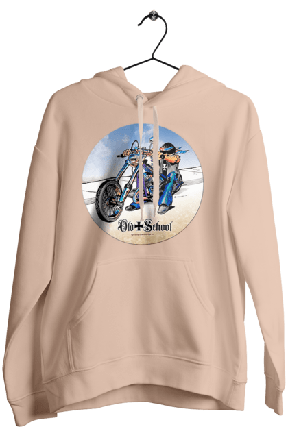 Women`s hoodie with prints Old school. Auto moto, motorcycle, music band, old hardening, performers, rock band. 2070702