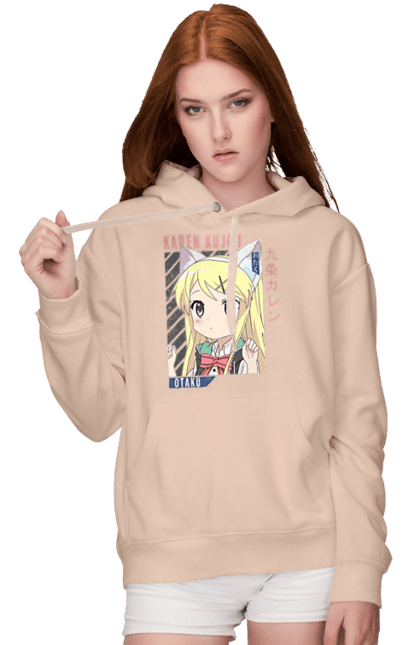 Women's hoodie with prints Kiniro Mosaic Karen Kujo. Anime, gold mosaic, karen, karen kujo, kiniro mosaic, kinmoza, manga. 2070702