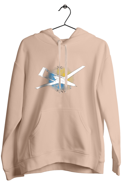 Women`s hoodie with prints Bayraktar. Aquarelle, bayraktar, glory, sky, ukraine. 2070702