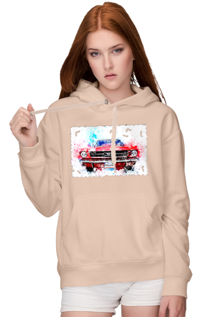 Women`s hoodie with prints Mustang car. Car, donations, help, horse, mustang, mustang car, paypal, road, ukraine, wheel. 2070702