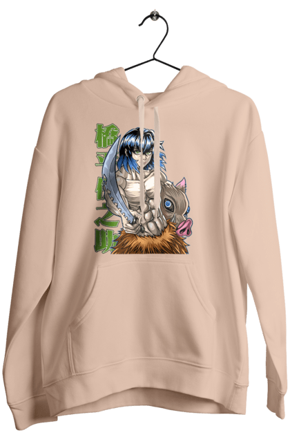 Women's hoodie with prints Demon Slayer Inosuke. Anime, demon slayer, inosuke, inosuke hashibira, kimetsu no yaiba, manga. 2070702