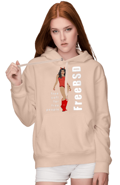 Жіноче худі з принтом "Freebsd Для Вільних". Bsd, freebsd, unix, адміністратор, айті, айтішник, безкоштовна, безкоштовно, бестія, білий, вільна, демон, демонесса, дівчина, для дорослих, доступність, еротика, еротична, жінка, незалежність, операційна система, ос, програміст, програмне забезпечення, свобода, сисадмін, система, системний адміністратор, софт, текст, червоний. 2070702
