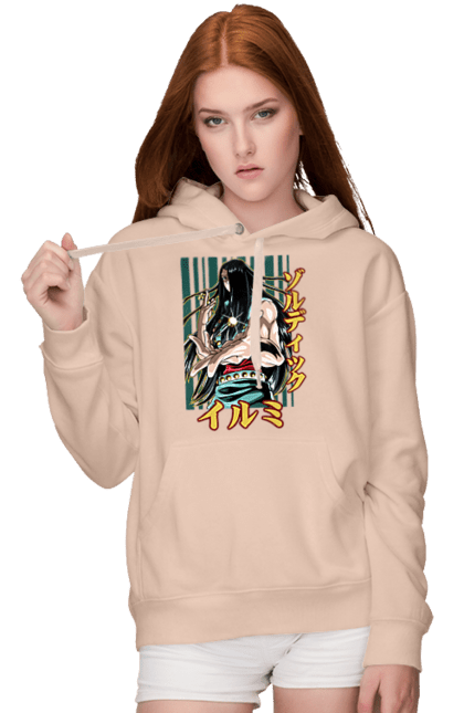 Women's hoodie with prints Hunter × Hunter Illumi Zoldyck. Anime, hunter, hunter × hunter, hunter hunter, illumi, illumi zoldyck, manga, zoldyck. 2070702