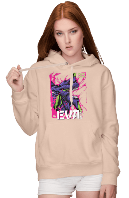 Women's hoodie with prints Evangelion. Angel, anime, eva 01, evangelion, manga, neon genesis evangelion, shinji. 2070702