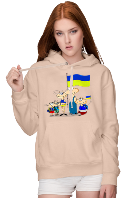 Жіноче худі з принтом "Україна давай". Масяня, нас багато, разом, україна. ART принт на футболках