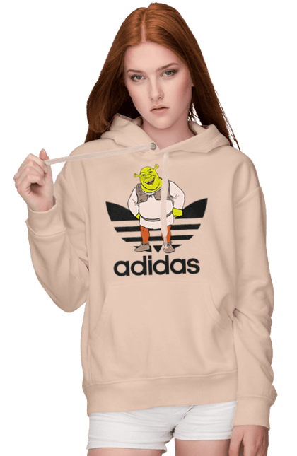 Жіноче худі з принтом "Adidas Шрек". Adidas, shrek, адідас, мульт, мультфільм, огр, шрек. 2070702