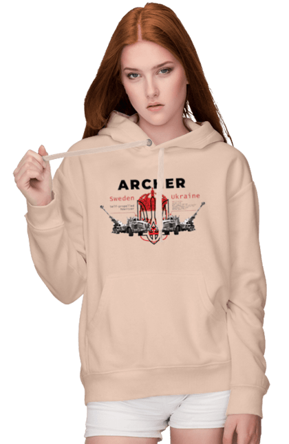 Women`s hoodie with prints Archer. Archer, bayraktar, caesar, himars, javelin, nlaw, patriot, weapons, zaluzhny. 2070702