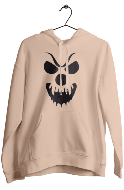 Women's hoodie with prints Halloween pumpkin face. Costume, halloween, holiday, october, october 31, pumpkin, scary, sweets, trick or treat. 2070702