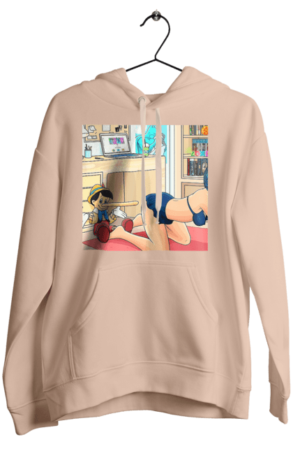 Женское худи с принтом Буратино Во Взрослой Сказке. 18, буратино, бэтмен, голая, поцелуй, прикол. 2070702