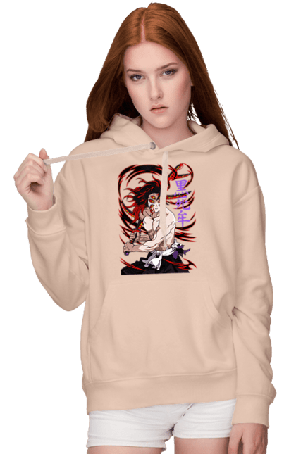 Women's hoodie with prints Demon Slayer Kokushibo. Anime, demon slayer, eternal paradise faith, kimetsu no yaiba, kokushibo, manga, nezuko, twelve kizuki, upper rank six. 2070702